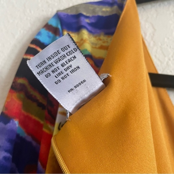 Monroe and Main abstract crossover midi dress size XL yellow business casual - Picture 9 of 9